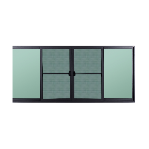 A-Plus หน้าต่างอะลูมิเนียมบานเลื่อนสลับเปิดกลาง ขนาด 240x150ซม. (4บาน) SAHARA สีเทา