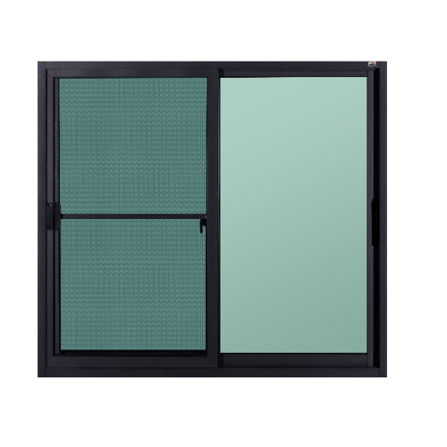 A-Plus หน้าต่างอะลูมิเนียมบานเลื่อน ขนาด 120x150ซม. สีดำด้าน พร้อมมุ้ง SS