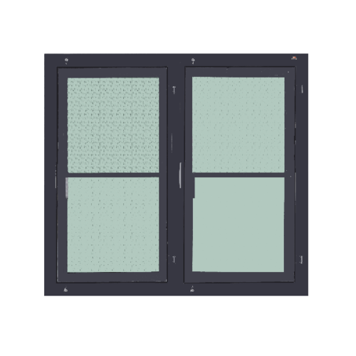 A PLUS SAHARA หน้าต่างอะลูมิเนียม บานเปิดคู่ 100x120ซม. สีเทาเข้ม พร้อมมุ้ง