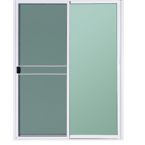 A PLUS ประตูอะลูมิเนียม บานเลื่อน SS 160x180ซม. สีขาว พร้อมมุ้ง