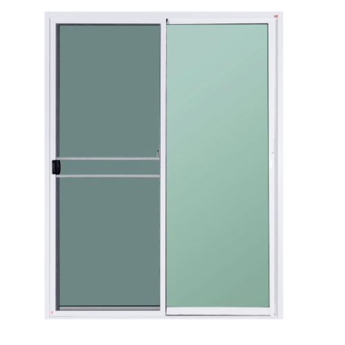 A PLUS LIKE ประตูอะลูมิเนียม บานเลื่อน SS (กระจกสีชา) 200x200ซม. สีขาว พร้อมมุ้ง