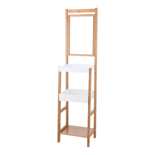 Verno ชั้นวางของพร้อมกระจกทรงเหลี่ยม  รุ่น HMX-BT002 ขนาด 40x30x162 ซม. สีน้ำตาลอ่อน