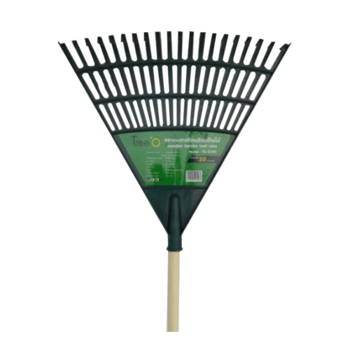 Tree’O คราดพลาสติก20ฟันพร้อมด้ามไม้ รุ่น TL3101 ขนาด155ซม สีเขียว