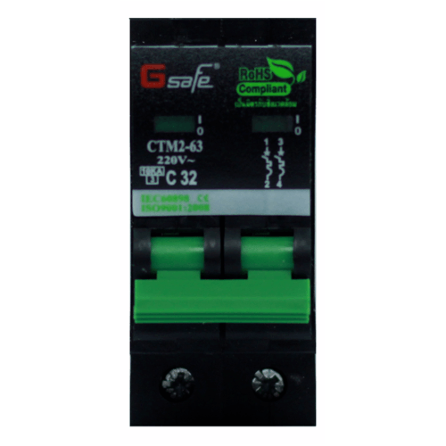 Gsafe เมนเบรกเกอร์ 2P 32A ดำ