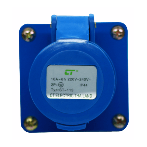 CT ELECTRIC พาวเวอร์ปลั๊ก ติดลอย(เบ้าปลั๊ก) 2P-E(113)16A 220V ขาว-น้ำเงิน