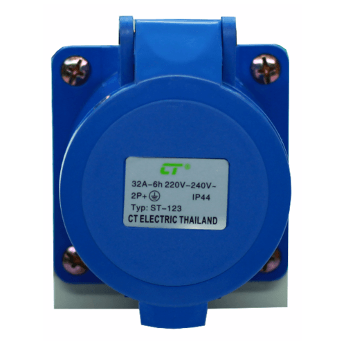 CT ELECTRIC พาวเวอร์ปลั๊ก ติดลอย(เบ้าปลั๊ก) 2P-E(123)32A 220V ขาว-น้ำเงิน