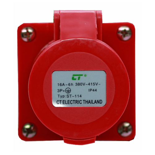 CT ELECTRIC พาวเวอร์ปลั๊ก ติดลอย(เบ้าปลั๊ก) รุ่น 3P-E(114)16A 380V สีขาว-แดง