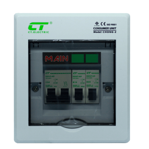 CT ตู้คอนซูเมอร์สำเร็จ CHONG-C2/2ช่อง 32A สีขาว