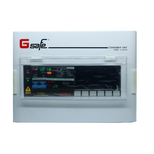 Gsafe ตู้คอนซูเมอร์-เมนเบรกเกอร์กันดูด G safe-R6/6ช่อง 50A กันดูด G safe-R6/6ช่อง RCBO 50A สีขาว