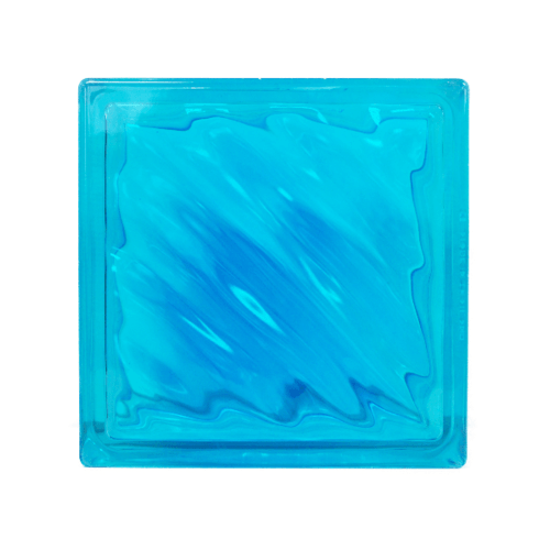 ช้างแก้ว บล็อกแก้วสี คลื่นสมุทร N-009/941 190x190x80 มม. สีฟ้า