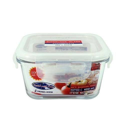 SUPER LOCK กล่องอาหารสี่เหลียม ขนาดบรรจุ 400 ml. 6085 ขาว