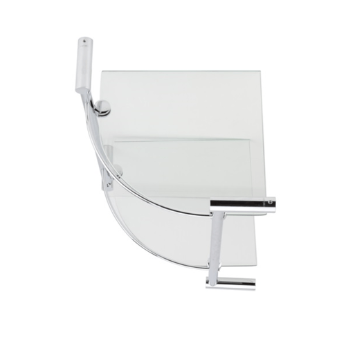 Hafele หิ้งวางของกระจกพร้อมราวกั้นสแตนเลส 2 ชั้น เข้ามุม รุ่น 499.98.004
