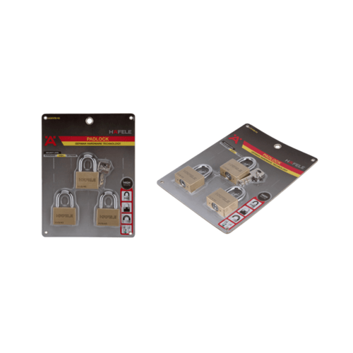 HAFELE กุญแจล็อคสายยูทองเหลืองคีย์อะไลค์ 482.01.987 ขนาด 45มม.(3 ชิ้น/แพ็ค)