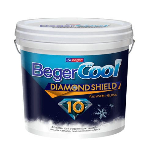 Beger สีน้ำอะครีลิค เบเยอร์คูล ไดมอนด์ชิลด์ 10 ปี ชนิดกึ่งเงา 9ลิตร เบส A