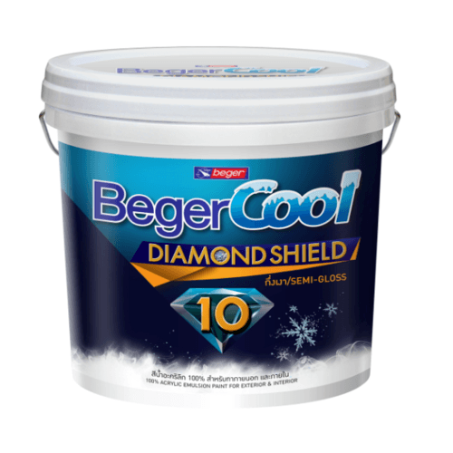 Beger สีน้ำอะครีลิค เบเยอร์คูล ไดมอนด์ชิลด์ 10 ปี ชนิดกึ่งเงา 9ลิตร เบส D