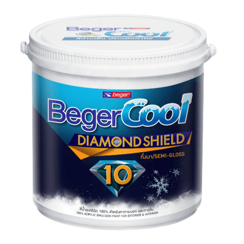 Beger สีน้ำอะครีลิคเบเยอร์คูล ไดมอนด์ชิลด์ 10 ปี ชนิดกึ่งเงา เบส C กล. สีขาว