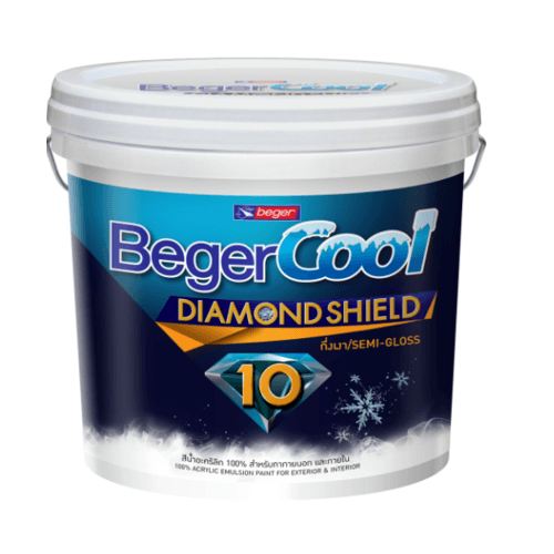 Beger สีน้ำอะครีลิค เบเยอร์คูล ไดมอนด์ชิลด์ 10 ปี ชนิดกึ่งเงา 9ลิตร เบส B
