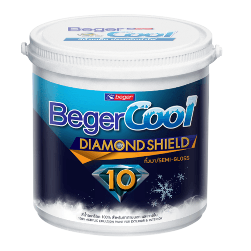 Beger สีน้ำอะครีลิคเบเยอร์คูล ไดมอนด์ชิลด์ 10 ปี ชนิดกึ่งเงา เบส B กล. สีขาว