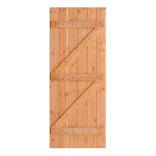 D2D ประตูไม้ดักลาสเฟอร์ บานทึบทำร่อง 110x200ซม. ECO PINE-99