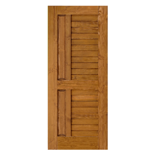 D2D ประตูไม้ดักลาสเฟอร์ บานทึบทำร่อง ขนาด96 x 230cm. Eco Ezero-007สีเชสนัท
