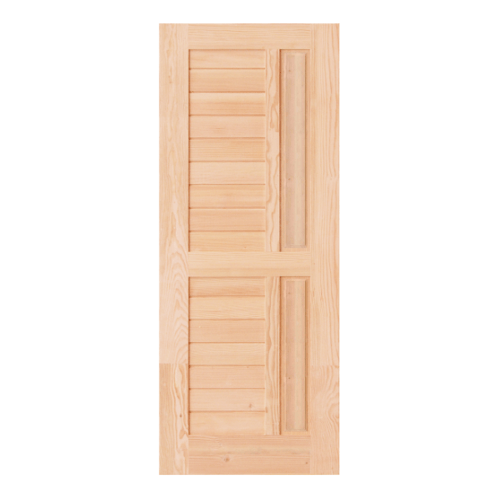 D2D ประตูไม้ดักลาสเฟอร์ บานทึบ 2ฟักทำร่อง Eco Pine-007 80x200ซม.