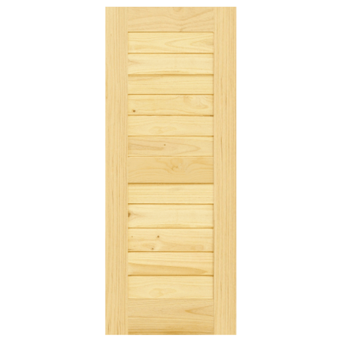 D2D ประตูไม้สนนิวซีแลนด์ บานทึบทำร่อง Eco Pine-006 90x190ซม.