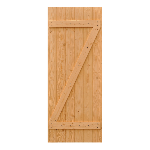 D2D ประตูไม้ดักลาสเฟอร์ บานทึบทำร่อง (โรงนา) ขนาด 70x190cm. Eco Pine-55