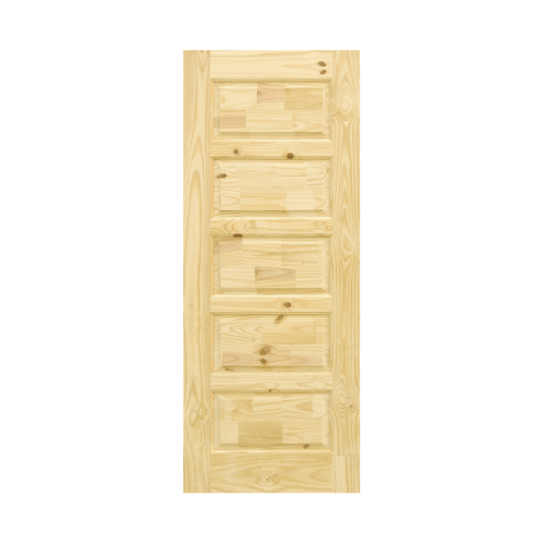 D2D ประตูไม้สนนิวซีแลนด์ บานทึบลูกฟัก(5ฟัก) ขนาด70 x 200 cm. Eco Pine-022