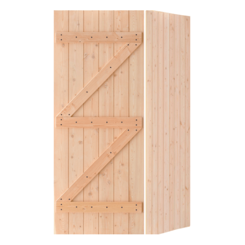 D2D ประตูไม้ดักลาสเฟอร์ บานทึบทำร่อง ขนาด 90x200cm. Eco Pine-99