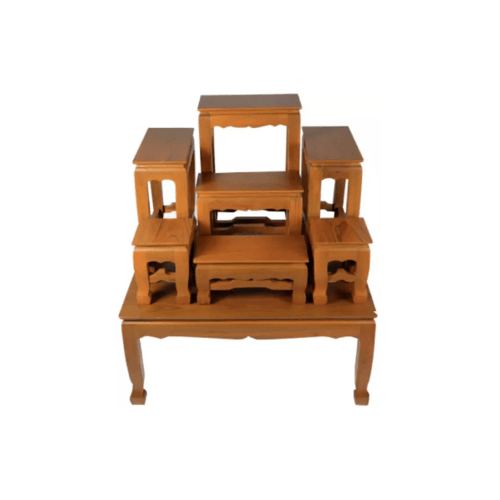 PST โต๊ะบูชา หมู่ 7 หน้า 7 นิ้ว แบบเรียบ สีสักทอง