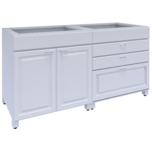 MJ ตู้บานซิงค์ทึบตรง+ตู้ลิ้นชัก 58x160x82 ซม. JS-SF82160-W สีขาว
