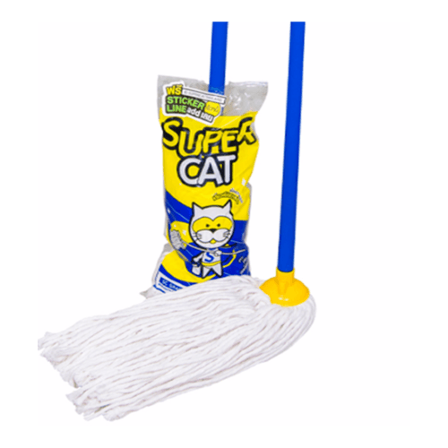 SUPERCAT ม็อบจุก ขนาด 14 นิ้ว  ด้ามหุ้ม PVC 350 กรัม สีขาว