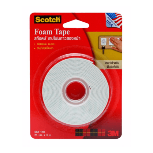 Scotch เทปโฟมกาวสองหน้า 21 มม.x3 ม. รุ่น CAT 110 สีขาว