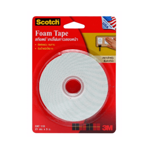 SCOTCH เทปโฟมกาวสองหน้า 21มม.x5ม. รุ่น CAT 110 สีขาว