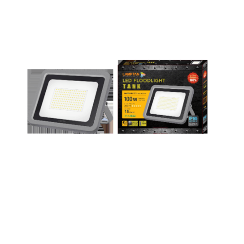 LAMPTAN โคมไฟฟลัดไลท์ LED 100W แสงวอร์มไวท์ รุ่นแท้งค์ IP65