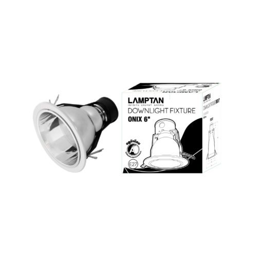 LAMPTAN โคมดาวน์ไลท์ฝังฝ้า 6 นิ้ว หน้ากลม ขอบขาว E27 รุ่นโอนิกส์ Downlight Onix