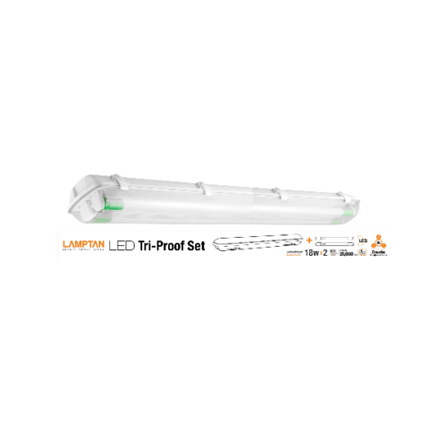 LAMPTAN โคมกันน้ำกันฝุ่น LED พร้อมหลอดLED T8 2X18W แสงเดย์ไลท์ รุ่นขั้วเขียว