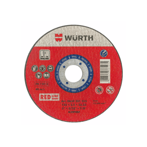 แผ่นตัดเหล็ก Wurth 4นิ้ว  แบบเรียบ 100x2.0x16  (Red Line)