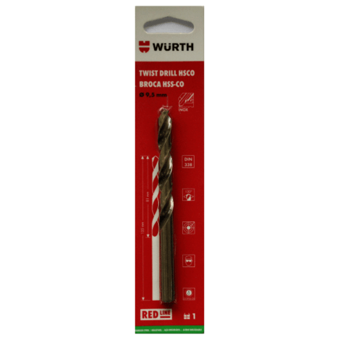 WUERTH ดอกสว่าน เจาะสแตนเลส ขนาด 9.5 mm. HSCO