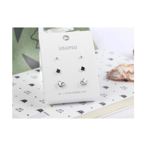 USUPSO ต่างหูแฟชั่น 3 คู่ - สีโครเมี่ยม