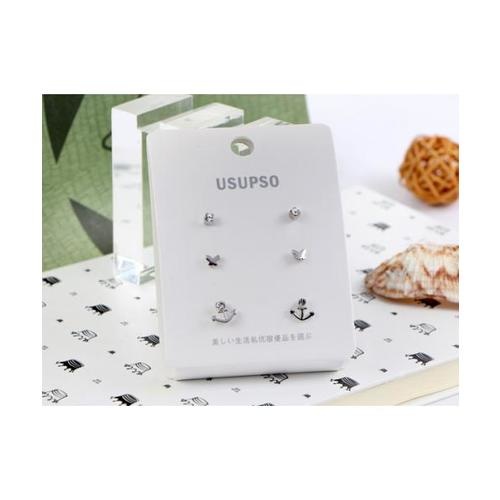 USUPSO USUPSO ต่างหูแฟชั่น 3 คู่ - สีโครเมี่ยม