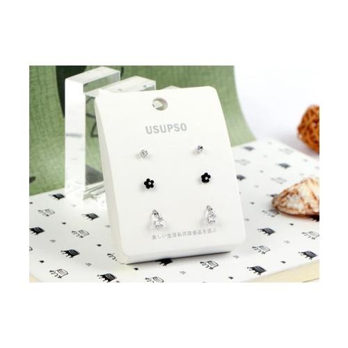 USUPSO USUPSO ต่างหูแบบหมุด 3 คู่ - สีโครเมี่ยม