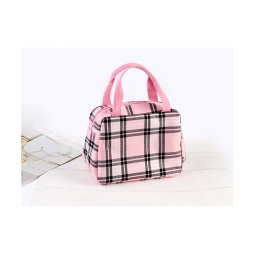 USUPSO กระเป๋าผ้าดิบลายสก๊อต (สีชมพู) - สีชมพู