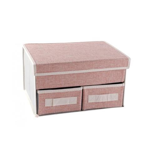 USUPSO กล่องเก็บของ Simple linen 2 ช่อง สีเทา - สีเทา