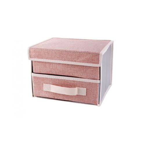 USUPSO กล่องเก็บของ  Simple linen สีชมพู