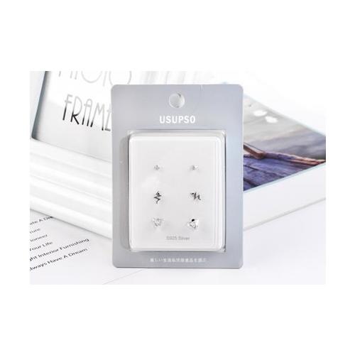 USUPSO ต่างหูเงิน 925 Trend Lightning 3 คู่ - สีโครเมี่ยม