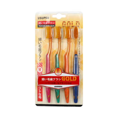 USUPSO แปรงสีฟันขนนุ่มสีทอง -