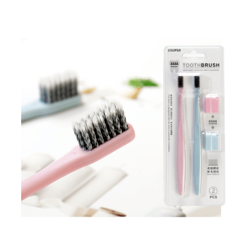 USUPSO แปรงสีฟันคาร์บอน เซท2ชิ้น -