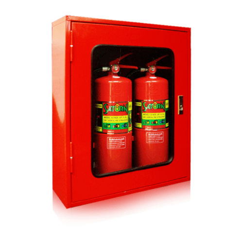 SATURN ตู้เก็บเครื่องดับเพลิงคู่ แบบลอย กระจกธรรมดา ขนาด 60x20x70 cm.