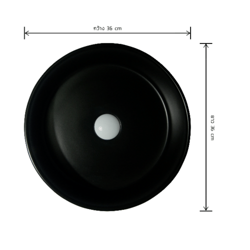 Verno อ่างล้างหน้าวางบนเคาน์เตอร์ก๊อกนอกอ่าง **ไม่รวมก๊อกน้ำ** ขนาด 36x36x12 ซม. รุ่น ไมร่า  VN-499-36-YA สีดำแมท